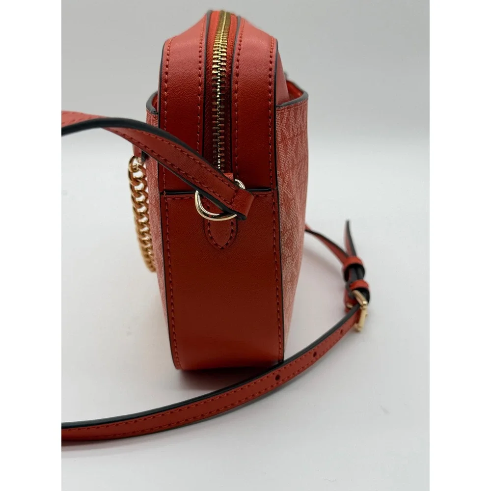 Michael Kors Jet Set Large EW Crossbody Bag Orange Pink Monogram Logo